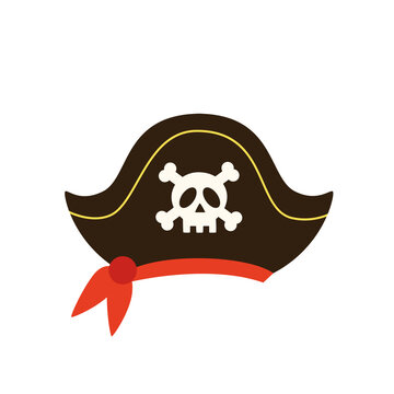 Vector illustration of hand drawn pirate hat on white background.