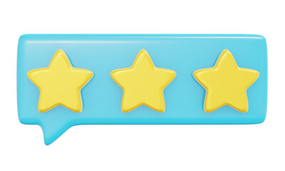 3d Rendering of star feedback review icon isolated on white background concept of customer comment and service. 3d render illustration cartoon style.