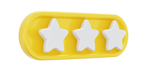 3d Rendering of star feedback review icon isolated on white background concept of customer comment and service. 3d render illustration cartoon style.