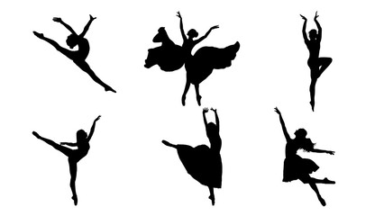 Set Of Ballet Dancer Silhouettes