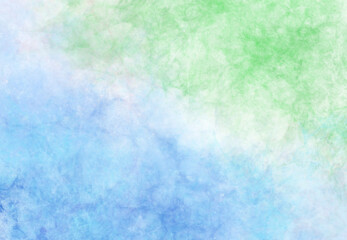 水と森林をイメージさせる青と緑の水彩背景