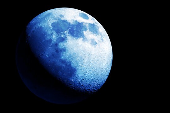 Moon in blue from space. Elements of this image furnished by NASA