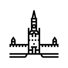 moscow kremlin line icon vector. moscow kremlin sign. isolated contour symbol black illustration