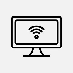 Smart TV icon in line style about smart home, use for website mobile app presentation