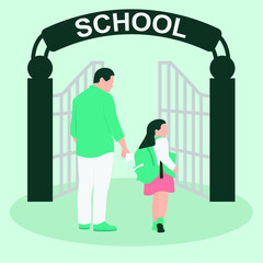 Bring Kids to School Vector Illustration