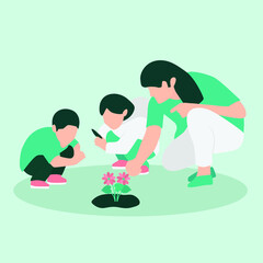 Spend Time with Kids Vector Illustration