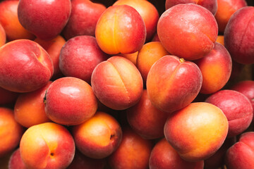 Draufsicht auf frische Marillen. Obst Hintergrund. 