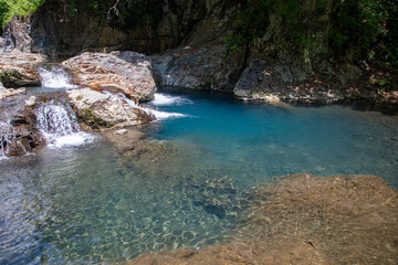 View of Shima potholes near Shima hotsprings, Gunma, Japan