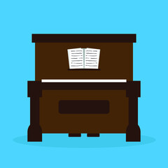 Piano with music book. Illustration