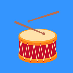 Fototapeta na wymiar Drum with percussion sticks. Musical instrument, illustration, vector