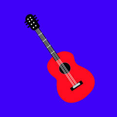 Fototapeta premium Acoustic guitar. Musical instrument, illustration, vector