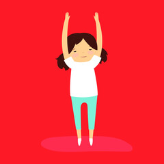 Girl with raised hands doing exercises