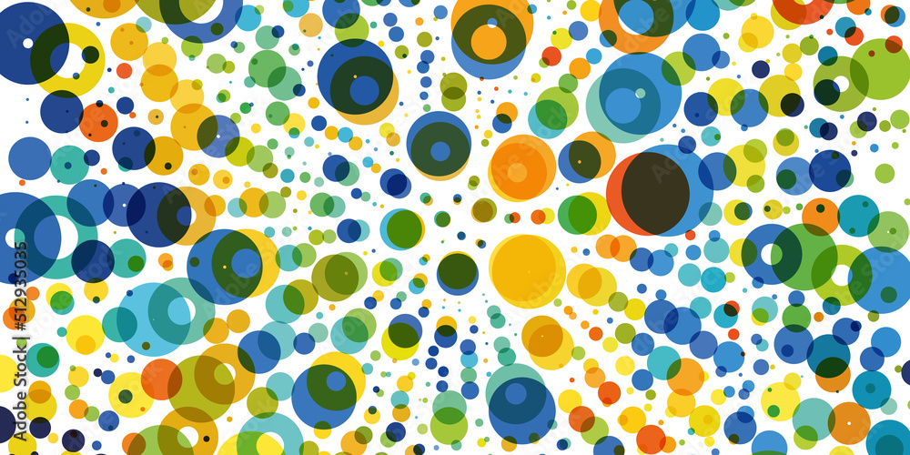 Poster abstract colorful retro style spotted pattern with 3d effect - random placed spots, circles of vario
