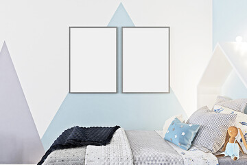 Two frame mockup in kids room for boy