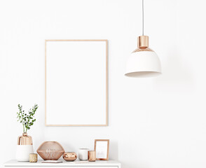 Frame mockup in living room interior