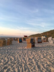 Fototapeta na wymiar Rantum beach on the island of Sylt - Der Strand von Rantum auf der Insel Sylt bei Abenddämmerung