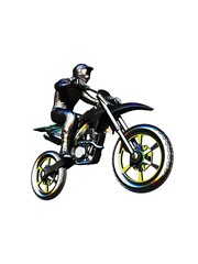 3-d rendering racer and motorcycle
