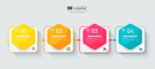 Four steps business infographics template vector.