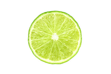 Front view of Fresh lime cut in half isolated on white background. Clipping path.
