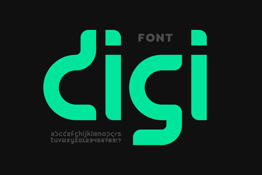 Digital style font design, alphabet letters and numbers vector illustration