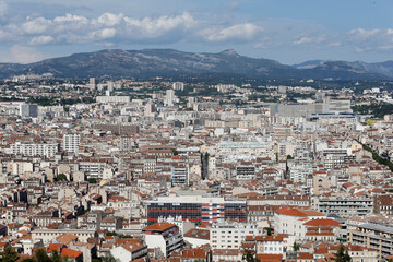 Obraz premium Marseille city seen from Notre Dame de la Garde basilica. France. 12.06.2017