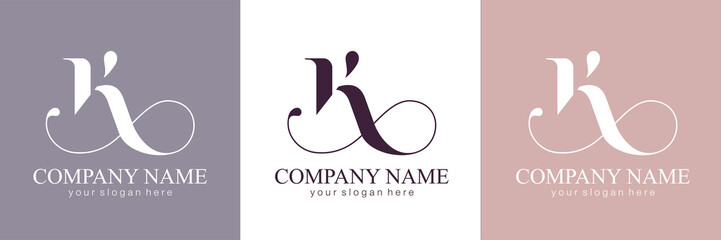 K letter monogram. Elegant luxury K logo. Calligraphic style. Vector design. Luxurious linear creative monogram.