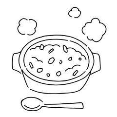 お粥　イラスト　白黒