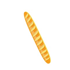 Vector illustration of freshly baked french baguette. Bread making baking concept. Icon design element for food industry menu
