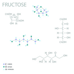 Fructose molecular skeletal 3D chemical formula.	
