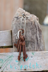 old key on wooden background