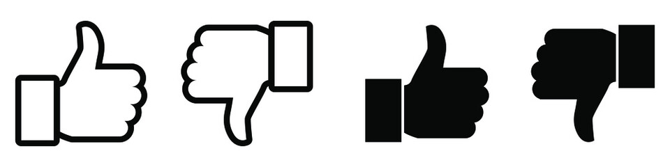 Thumb up and down like and dislike line icon. Set of thumb up and down icon for web design, app, ui, interface software and more.