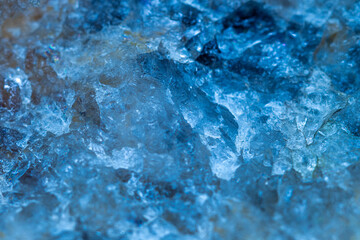Abstract blue illuminated quart crystal