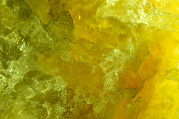 Green and yellow luminated quart crystal   - obrazy, fototapety, plakaty
