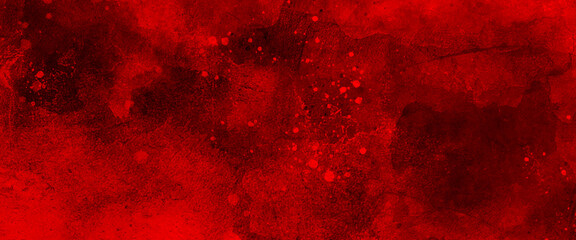 Red watercolor ombre leaks and splashes texture on red watercolor paper background, watercolor dark red black nebula universe. watercolor hand drawn illustration. red watercolor ombre leaks. 
