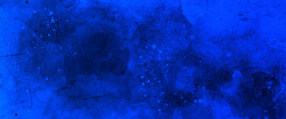 Blue watercolor ombre leaks and splashes texture on blue watercolor paper background, watercolor dark blue nebula universe. watercolor hand drawn illustration, blue watercolor ombre leaks. 