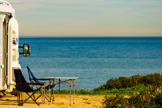 Rv Caravan Camping On Beach