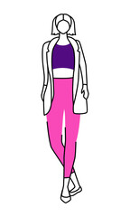 Female fashion model with crossed ankles semi flat color vector character. Standing figure. Full body person on white. Simple cartoon style illustration for web graphic design and animation