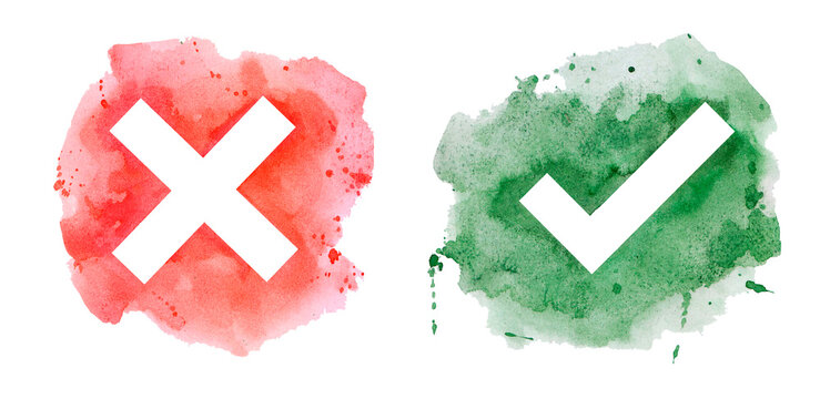 no and ok marc painted with watercolor on white background