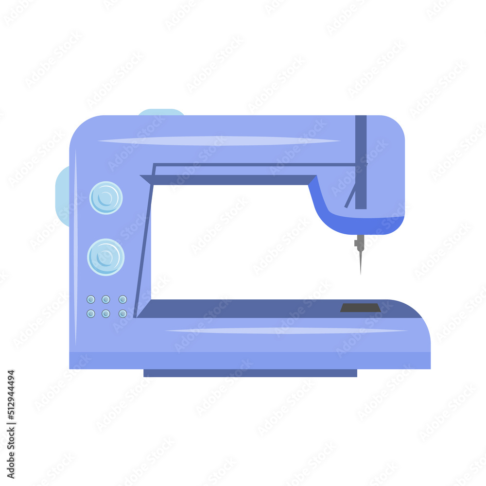 Poster sewing machine semi flat color vector object. electric device for designer. full sized item on white