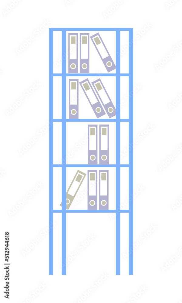 Aufkleber office book rack semi flat color vector object. full sized item on white. storage shelf. study room.