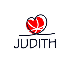 Judith Calligraphy female name, Vector illustration.