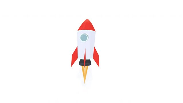 Rocket. Animation of a spaceship launch, alpha channel is enabled. Cartoon