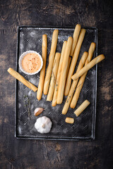 Italian grissini, traditional appetizer breadstick