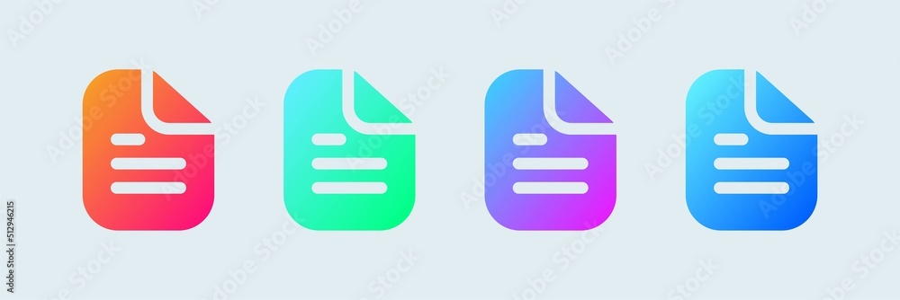 Poster document solid icon in gradient colors. folded written paper vector icon.