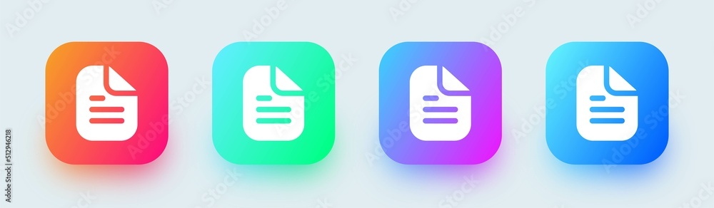 Poster document solid icon in square gradient colors. folded written paper vector icon.