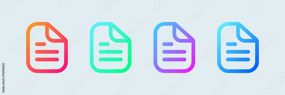 Poster document line icon in gradient colors. folded written paper vector icon.