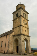 Fototapeta na wymiar The Sanctuary of Monrupino church, also called Santuario di Santa Maria Assunta, in Rocca di Monrupino near Trieste in Friuli-Venezia Giulia, north east Italy 