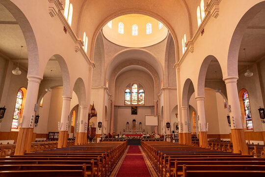 Interior of Saint Saba Cathedral in Bcharri, Lebanon. Bsharri - is a beautiful town of Kadisha Valley, part of the Unesco World Heritage