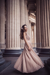 Fototapeta premium Young asian beautiful woman in long dress