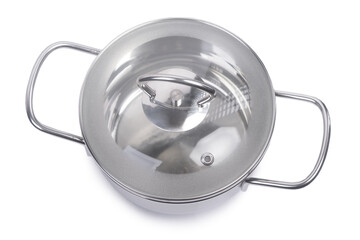 Stainless steel pan with glass lid